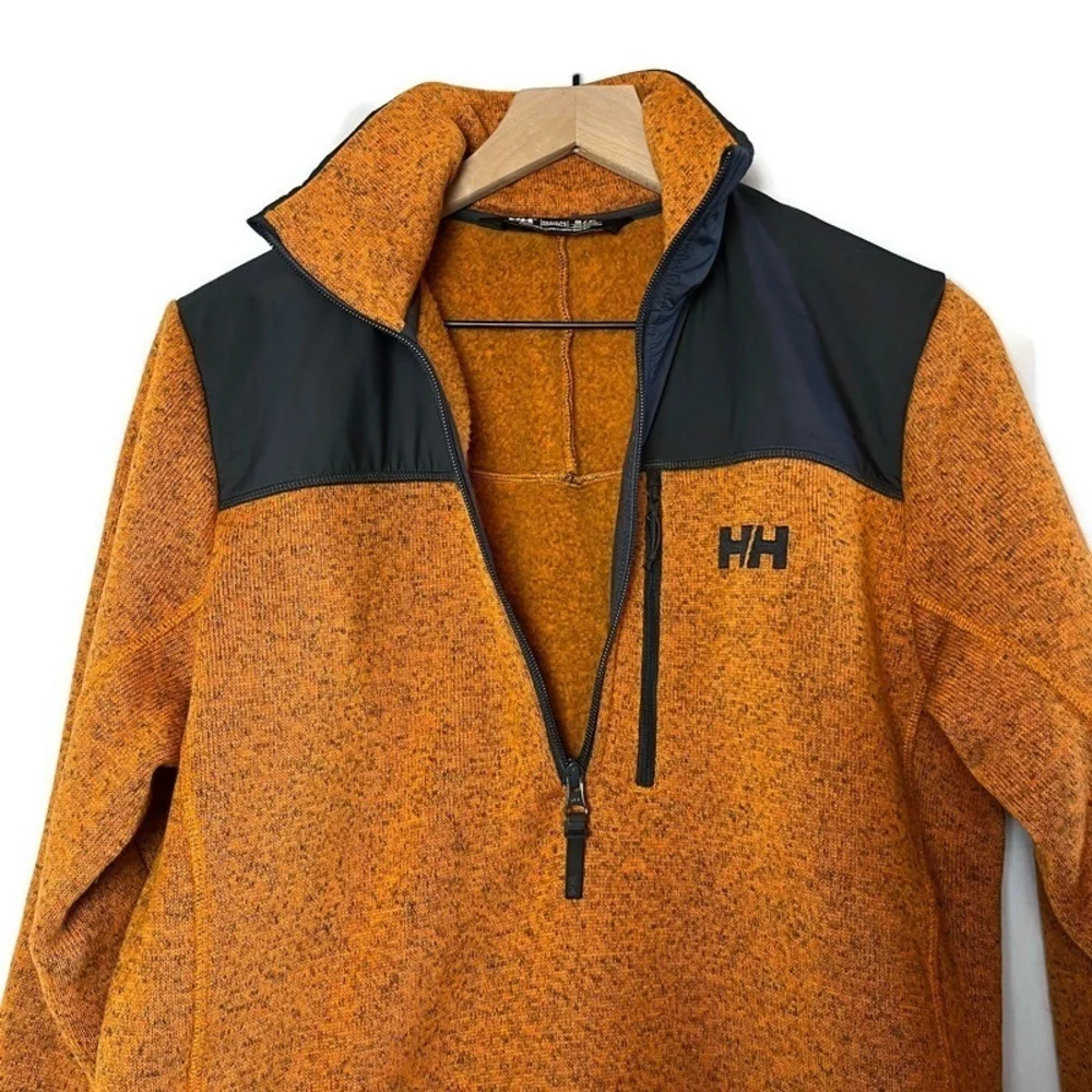 HELLY HANSEN Mens Varde 1/2 Zip Knitted Fleece Pullover Jacket Orange Black S